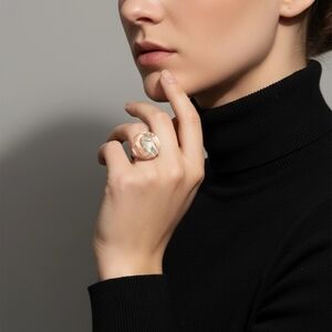 Vintage Terrier Mix Button Ring